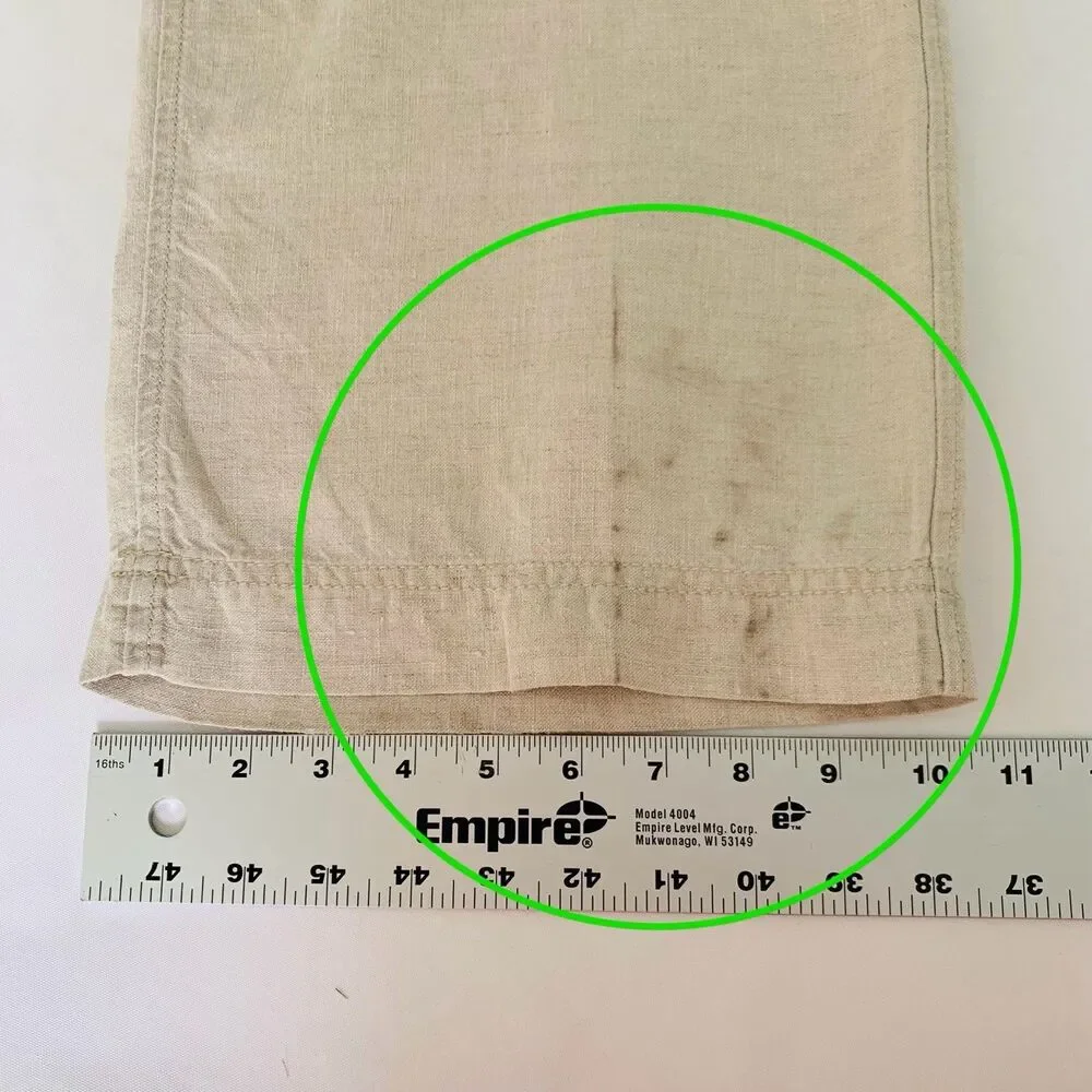 Old Navy Loose 100%‎ Linen Pants Mens 38x30 Beige Straight Flat Front Beach Y2K